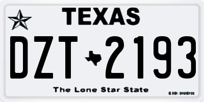 TX license plate DZT2193
