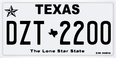 TX license plate DZT2200