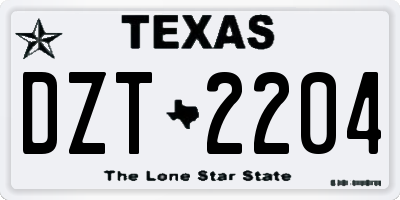 TX license plate DZT2204