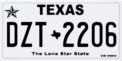 TX license plate DZT2206