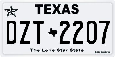 TX license plate DZT2207