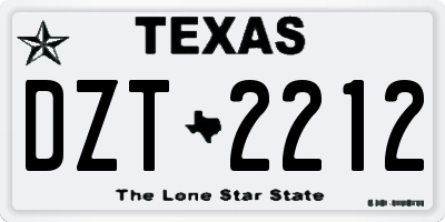 TX license plate DZT2212