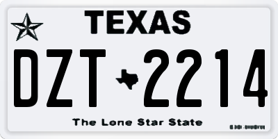 TX license plate DZT2214