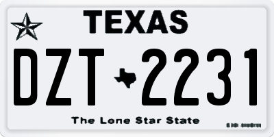 TX license plate DZT2231