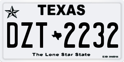 TX license plate DZT2232