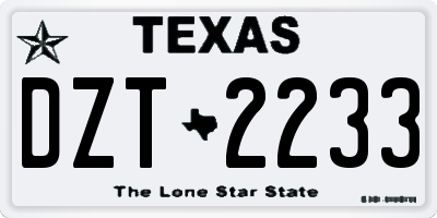 TX license plate DZT2233