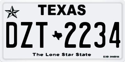 TX license plate DZT2234