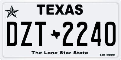 TX license plate DZT2240