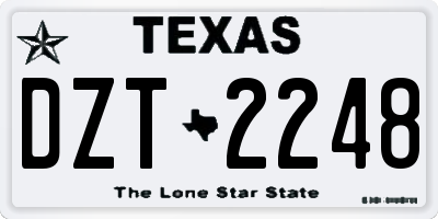 TX license plate DZT2248