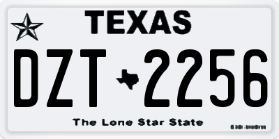 TX license plate DZT2256