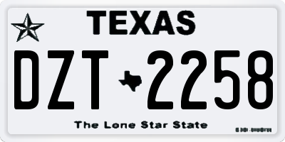 TX license plate DZT2258