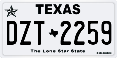 TX license plate DZT2259