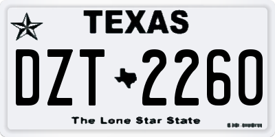 TX license plate DZT2260