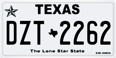TX license plate DZT2262