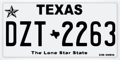 TX license plate DZT2263