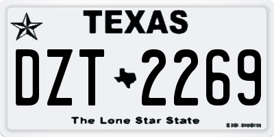 TX license plate DZT2269
