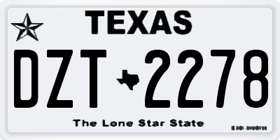 TX license plate DZT2278