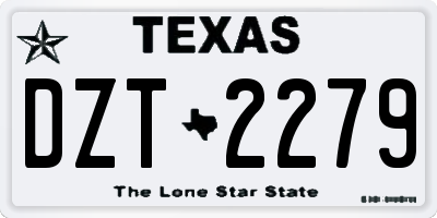 TX license plate DZT2279