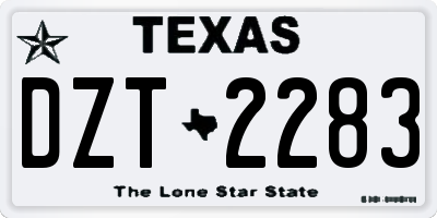 TX license plate DZT2283