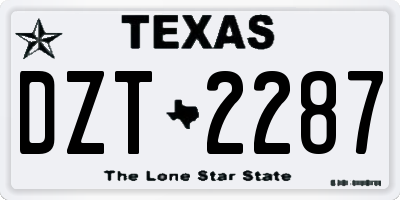TX license plate DZT2287