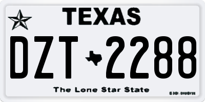 TX license plate DZT2288