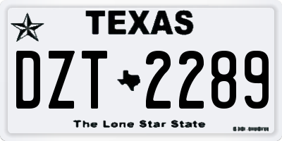 TX license plate DZT2289