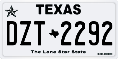 TX license plate DZT2292