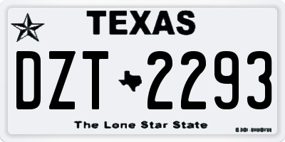 TX license plate DZT2293