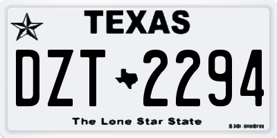 TX license plate DZT2294