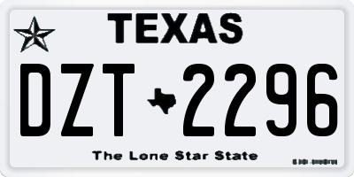 TX license plate DZT2296