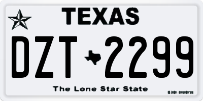 TX license plate DZT2299
