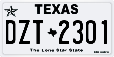TX license plate DZT2301