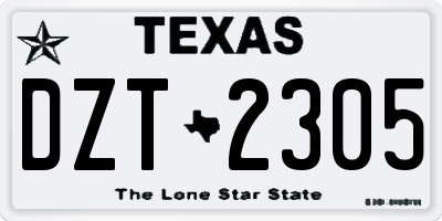 TX license plate DZT2305