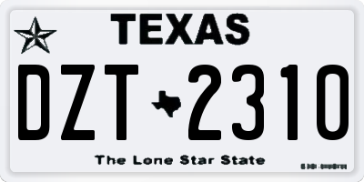 TX license plate DZT2310