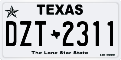 TX license plate DZT2311