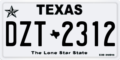 TX license plate DZT2312