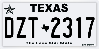 TX license plate DZT2317