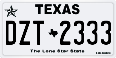 TX license plate DZT2333