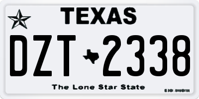 TX license plate DZT2338
