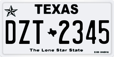 TX license plate DZT2345