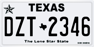 TX license plate DZT2346