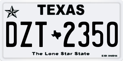 TX license plate DZT2350