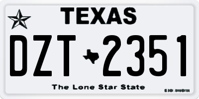 TX license plate DZT2351