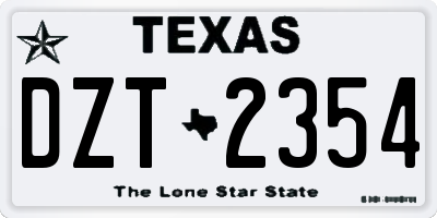 TX license plate DZT2354
