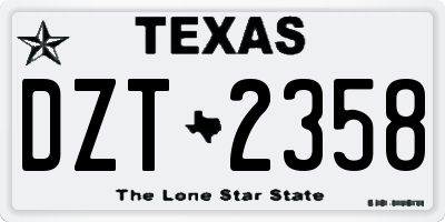 TX license plate DZT2358