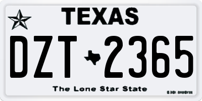 TX license plate DZT2365