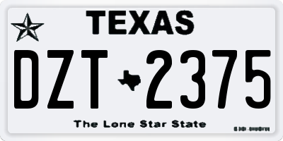 TX license plate DZT2375