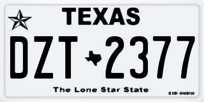 TX license plate DZT2377