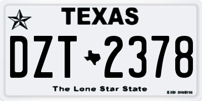 TX license plate DZT2378