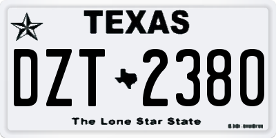 TX license plate DZT2380